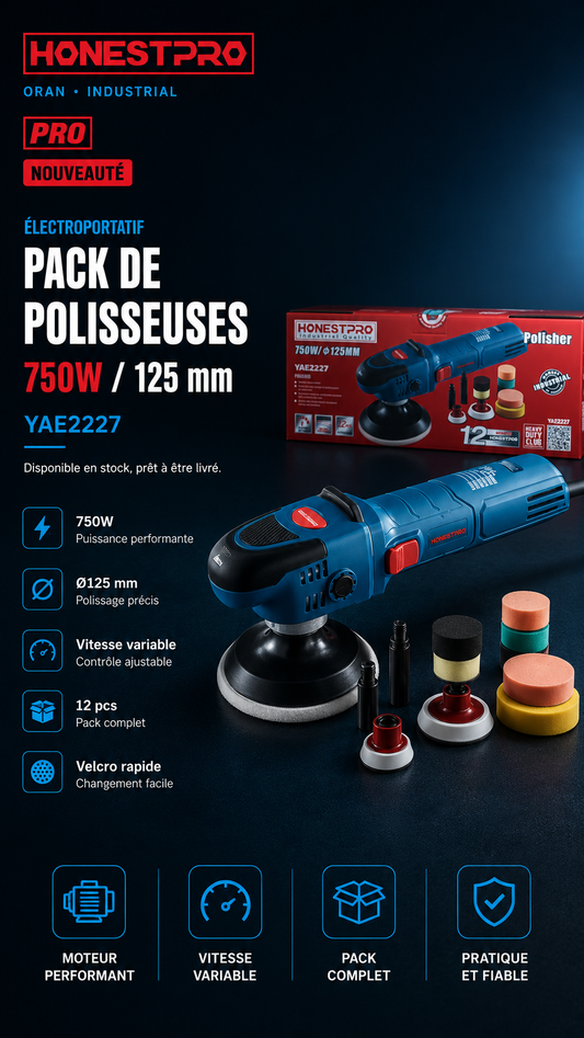 Polisseuse 750W 125 mm 12 pièces HONESTPRO YAE2227
