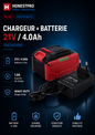 Chargeur et batterie 21V 4Ah HONESTPRO YAE2424BC