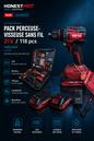 Pack perceuse-visseuse sans fil 21V 118 pièces HONESTPLUS YAE2484