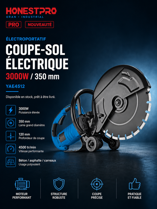 Coupe-sol électrique 3000W 350 mm HONESTPRO YAE4512
