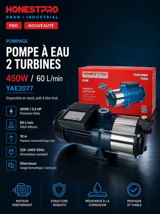Pompe à eau 2 turbines 450W HONESTPRO YAE2077