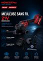 Meuleuse sans fil 21V HONESTPLUS YAE6129