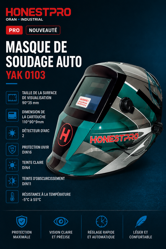 Casque de soudure auto-obscurcissant HONESTPRO YAK0103